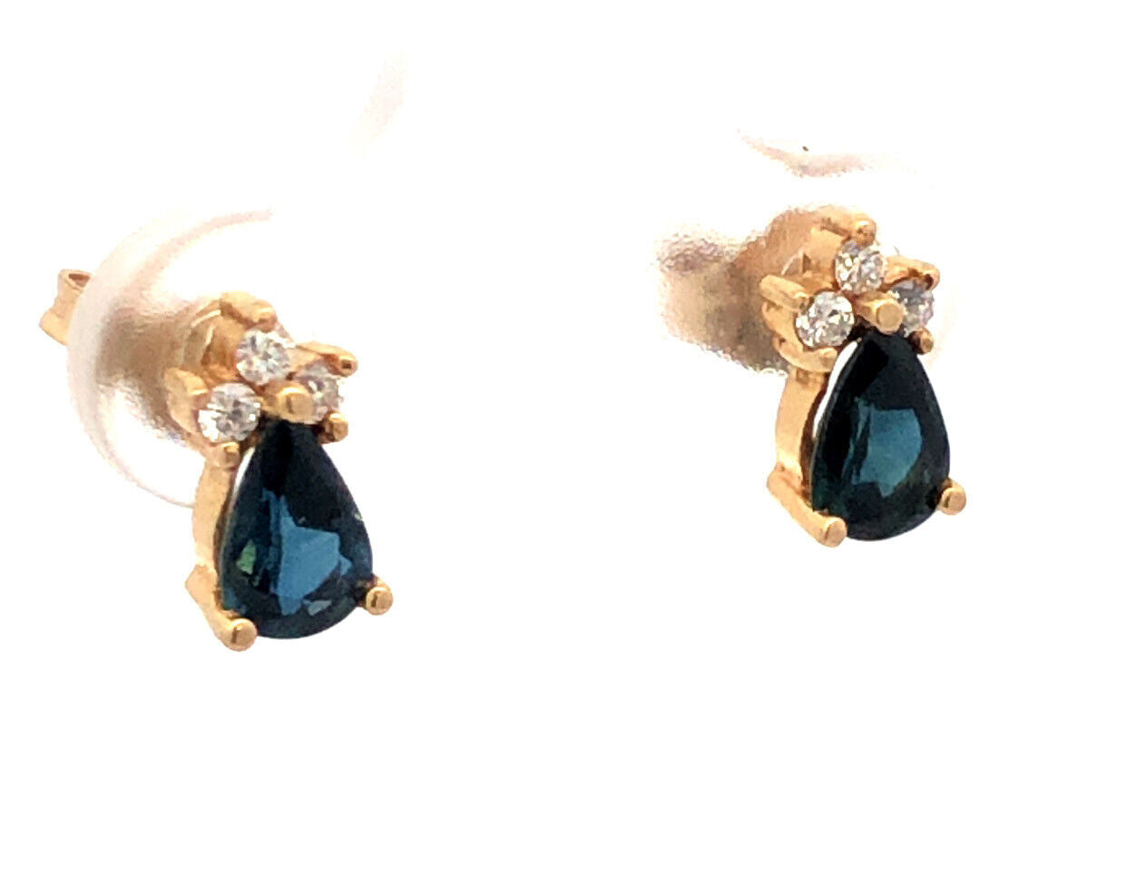 Designer 14K Yellow Gold London Blue Topaz Diamond Accented Stud Earrings