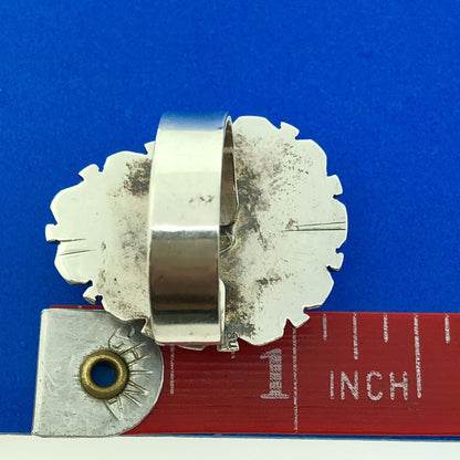 Native American Unsigned 925 Sterling Silver Turquoise Trilliant Statement Ring