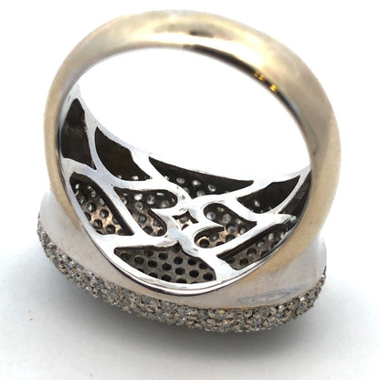 Stunning Designer 14K White Gold Pave Diamond Dome Cocktail Ring