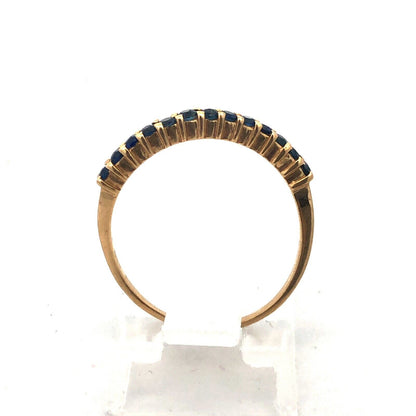 Designer 14K Yellow Gold Blue Sapphire Stackable Wave Band Ring