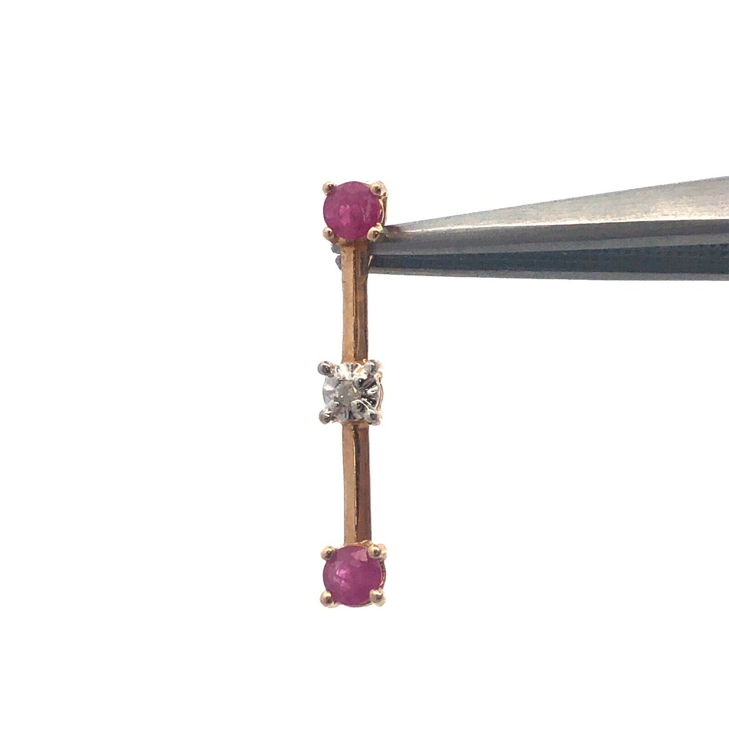 Gorgeous 14k Yellow Gold Round Pink Ruby Diamond Pendant