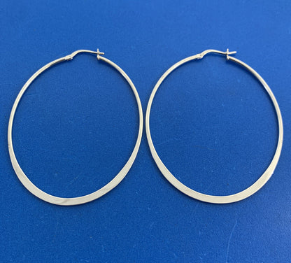Dyadema Italy 925 Sterling Silver Oval Tapered Statement Hoop Earrings