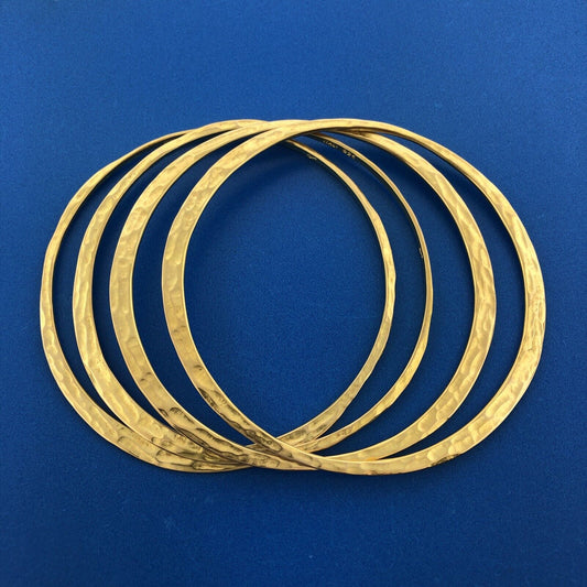 Veronese Italy Sterling Silver Vermeil Hammered Lot 4 Stackable Bangle Bracelets