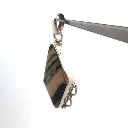 925 Sterling Silver Brown Zebra Jasper Statement Pendant