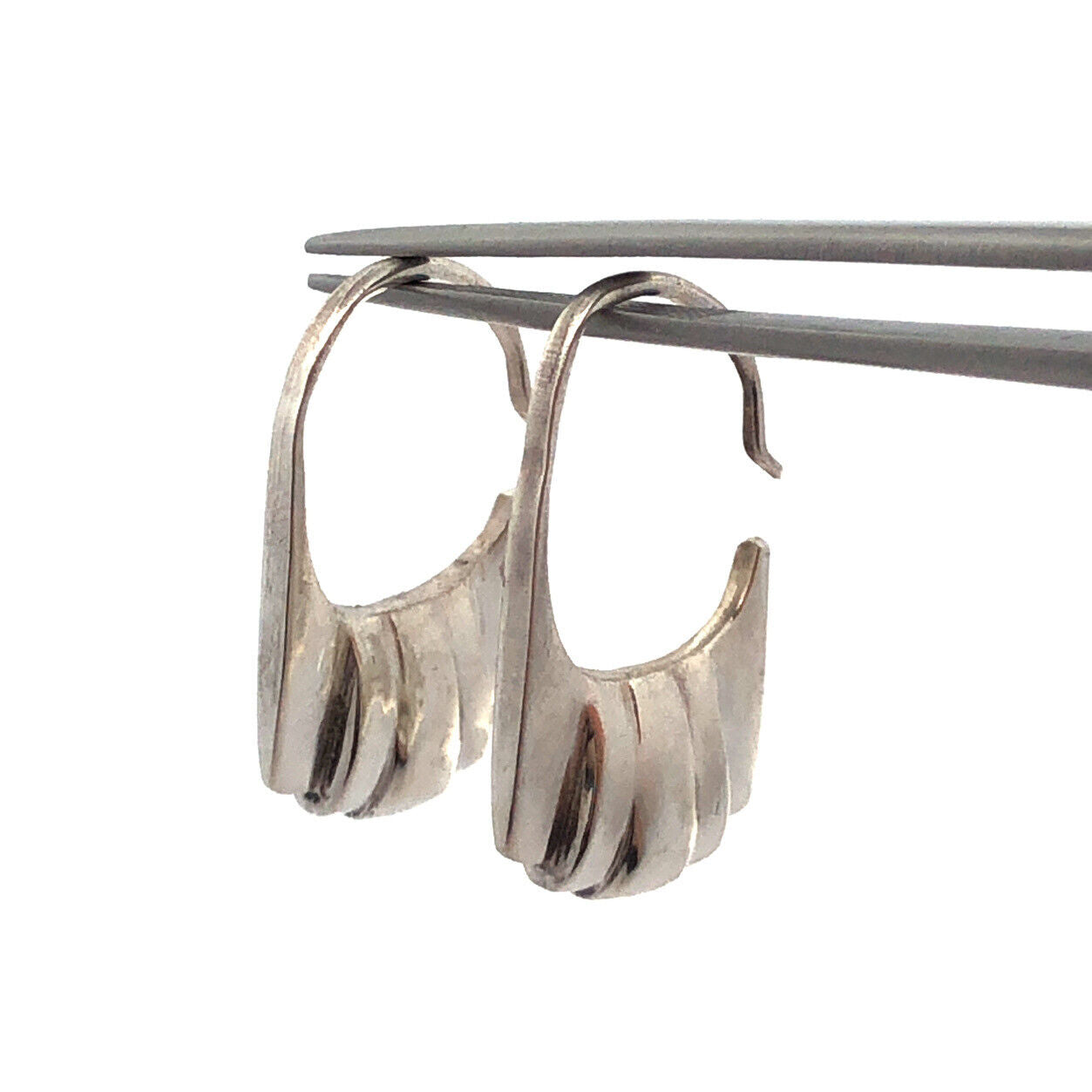 Designer 925 Sterling Silver Modernist Hoop Hook Dangle Earrings