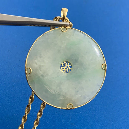 Designer 14K Yellow Gold Jade Good Luck Symbol Statement Pendant Necklace