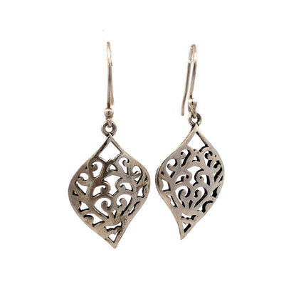 925 Sterling Silver Scroll Modernist Hook Dangle Drop Earrings