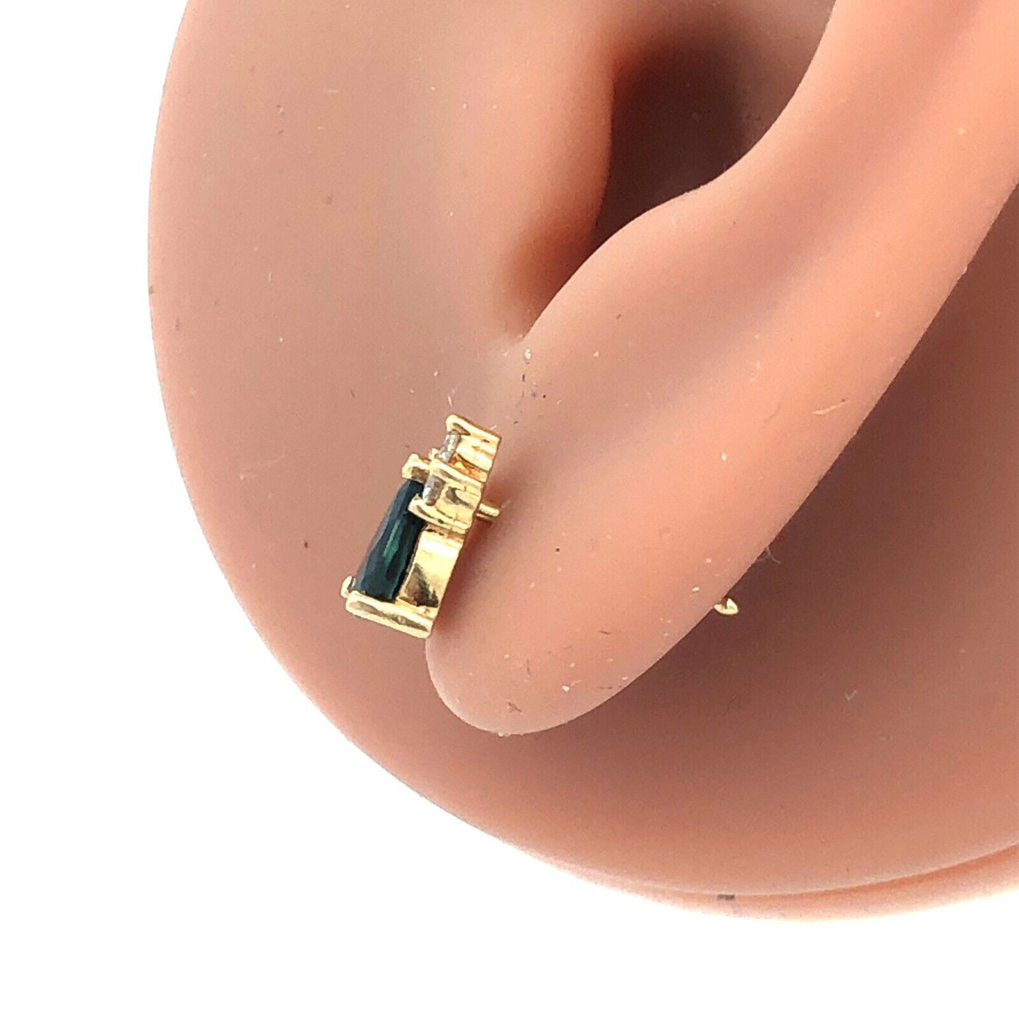 Designer 14K Yellow Gold London Blue Topaz Diamond Accented Stud Earrings