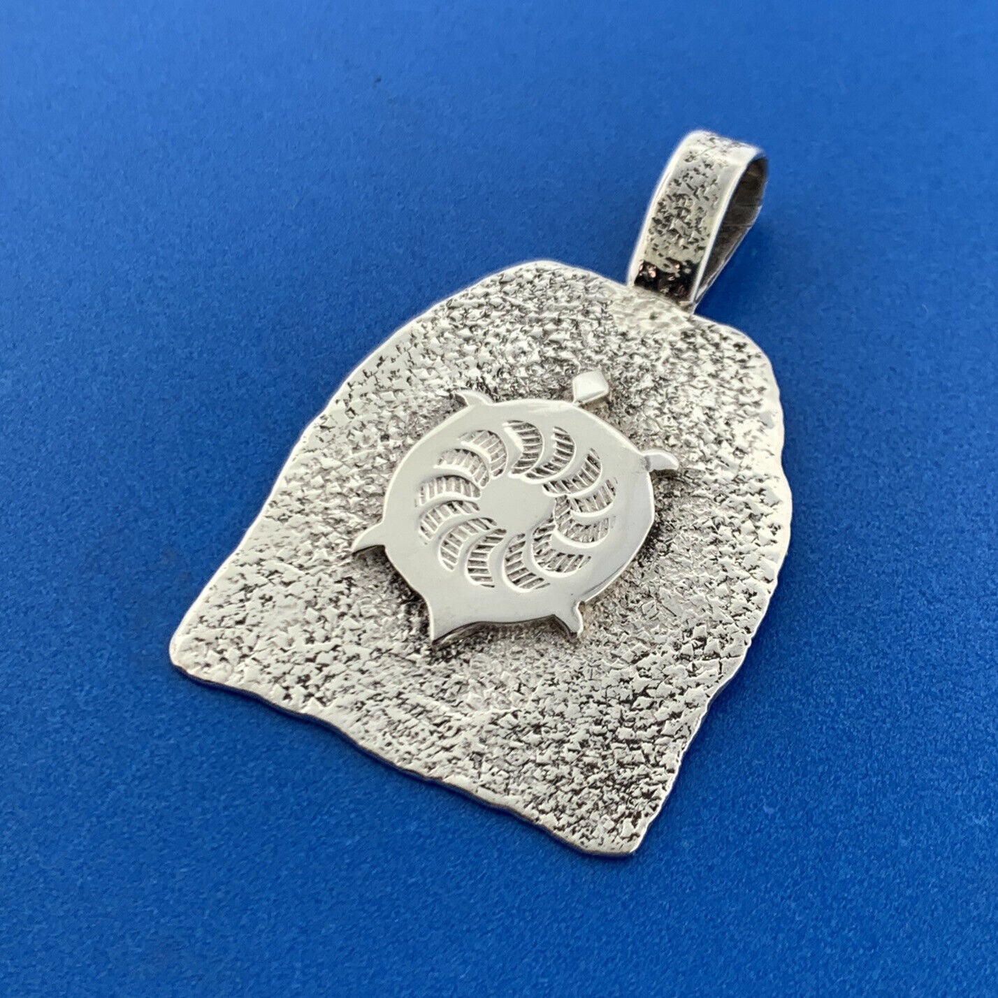 Designer JN Sterling Silver 925 Turtle Shell Design Textured Bell Pendant