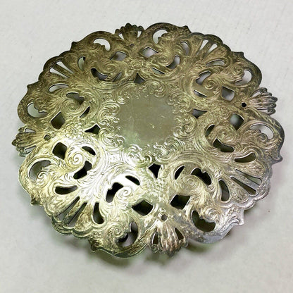 Retro Leonard Silver Co Silver Electroplated Floral Scroll Cut Out Food Trivet
