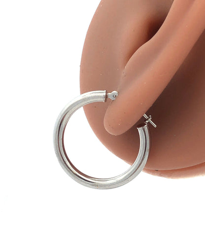 Designer Jacmel Mauritius JCM 14K White Gold Polished Hoop Earrings