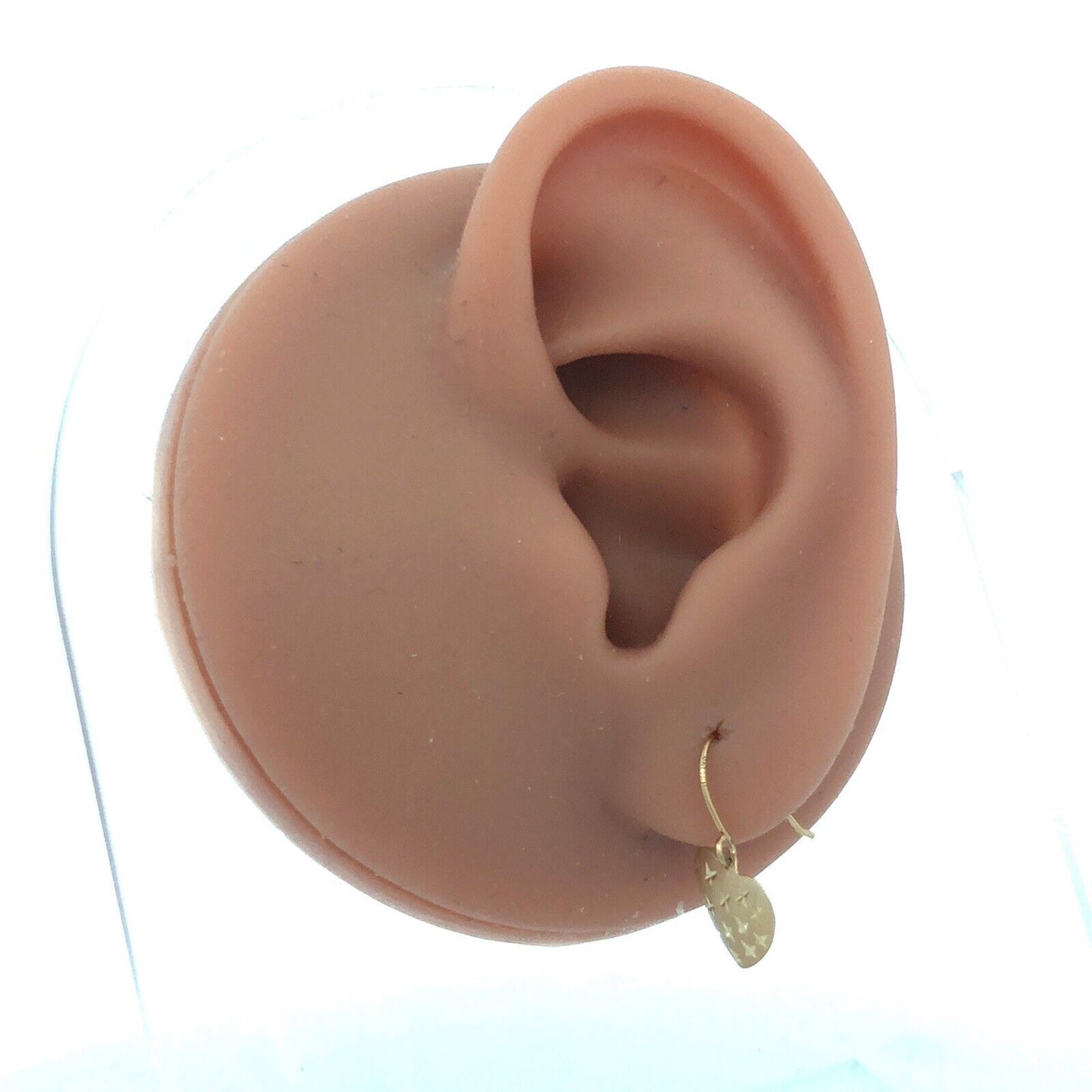 Designer JCM 14K Yellow Gold Textured Heart Love Hook Dangle Earrings