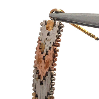 Vintage 925 Sterling Silver Rose Yellow Gold Vermeil Chevron Dangle Earrings