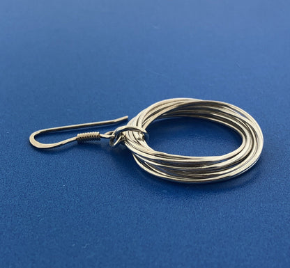 Stunning Sterling Silver 925 Bound Multi Ring Dangle Hook Earrings