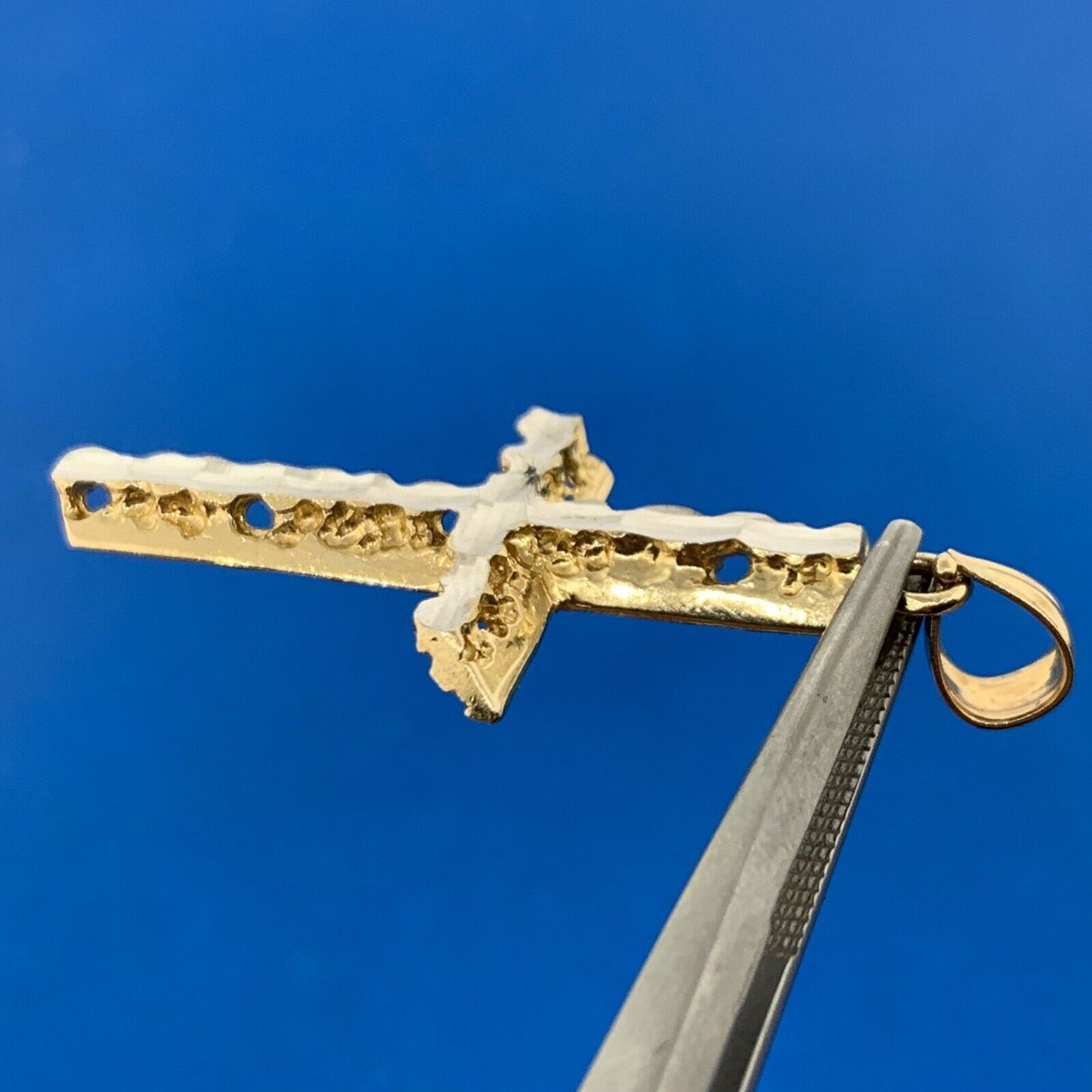 Designer 14K Yellow White Gold Reversible Cross Statement Pendant