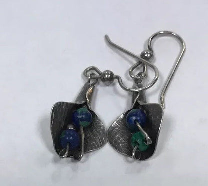 Artisan Sterling Silver 925 Maw Maw Sit Sit Calla Lily Drop Dangle Earrings