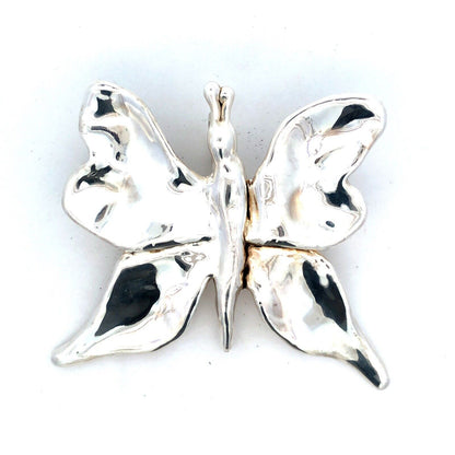 Artisan Hand Made Signed 925 Sterling Silver Butterfly Statement Brooch Pendant