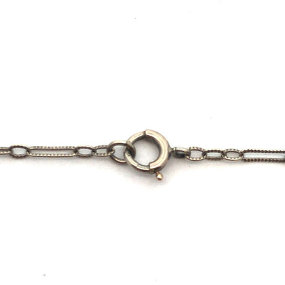 Antique 10K White Gold White Sapphire Aqate Filigree Statement Pendant Necklace