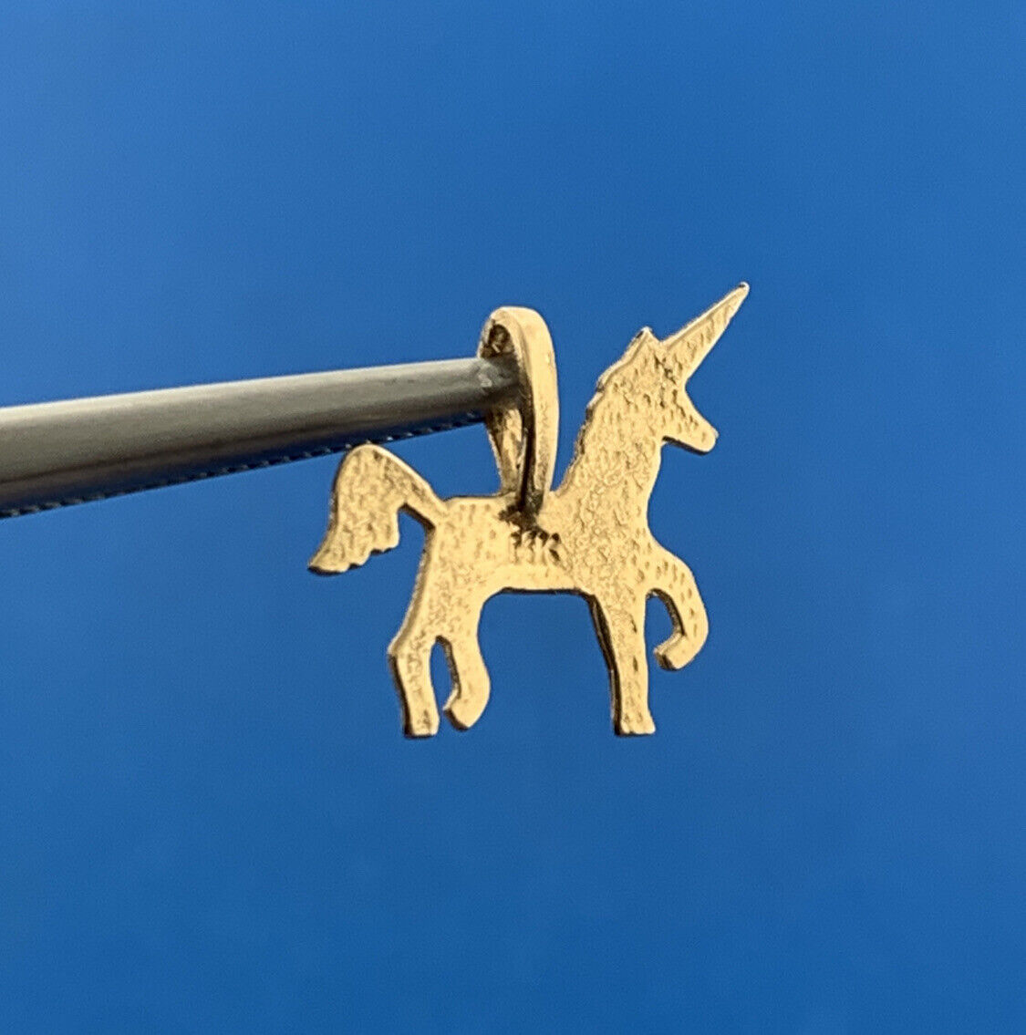 Designer 14K Yellow Gold Unicorn Carousel Horse Petite Child's Charm Pendant