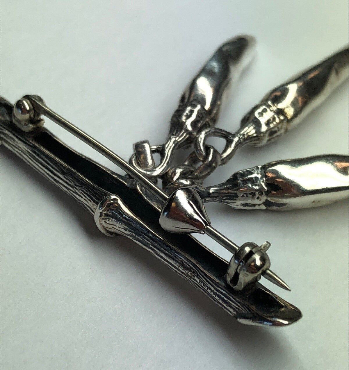 Vintage Mignon Faget Sterling Silver Bamboo Chili Peppers Charm Pin Brooch Rare