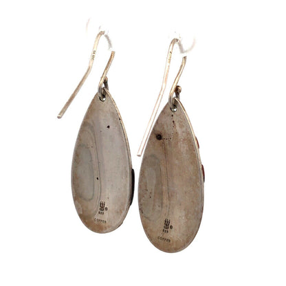 Retired James Avery 925 Sterling Silver Copper Floating Flowers Dangle Earrings