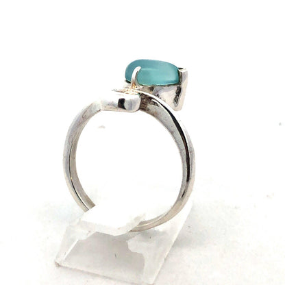 Sohpia Fiori 925 Sterling Silver Pear Aventurine Cabochon Modernist Bypass Ring