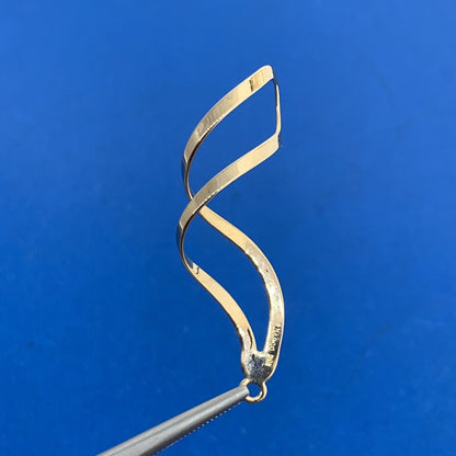 Designer 14K Yellow Gold Modernist Flame Wave Twist Stud Earring Jackets