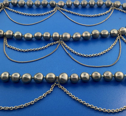 Kenneth Cole Reaction KCR Silver Tone Grey Pearl Metal Statement Choker Necklace