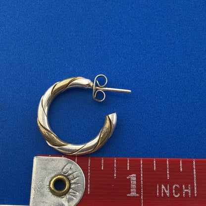 925 Sterling Silver Vermeil Two Tone Classic Hoop Earrings