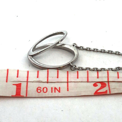 Designer Memoire 925 Sterling Silver Round Diamond Modernist Oval Necklace