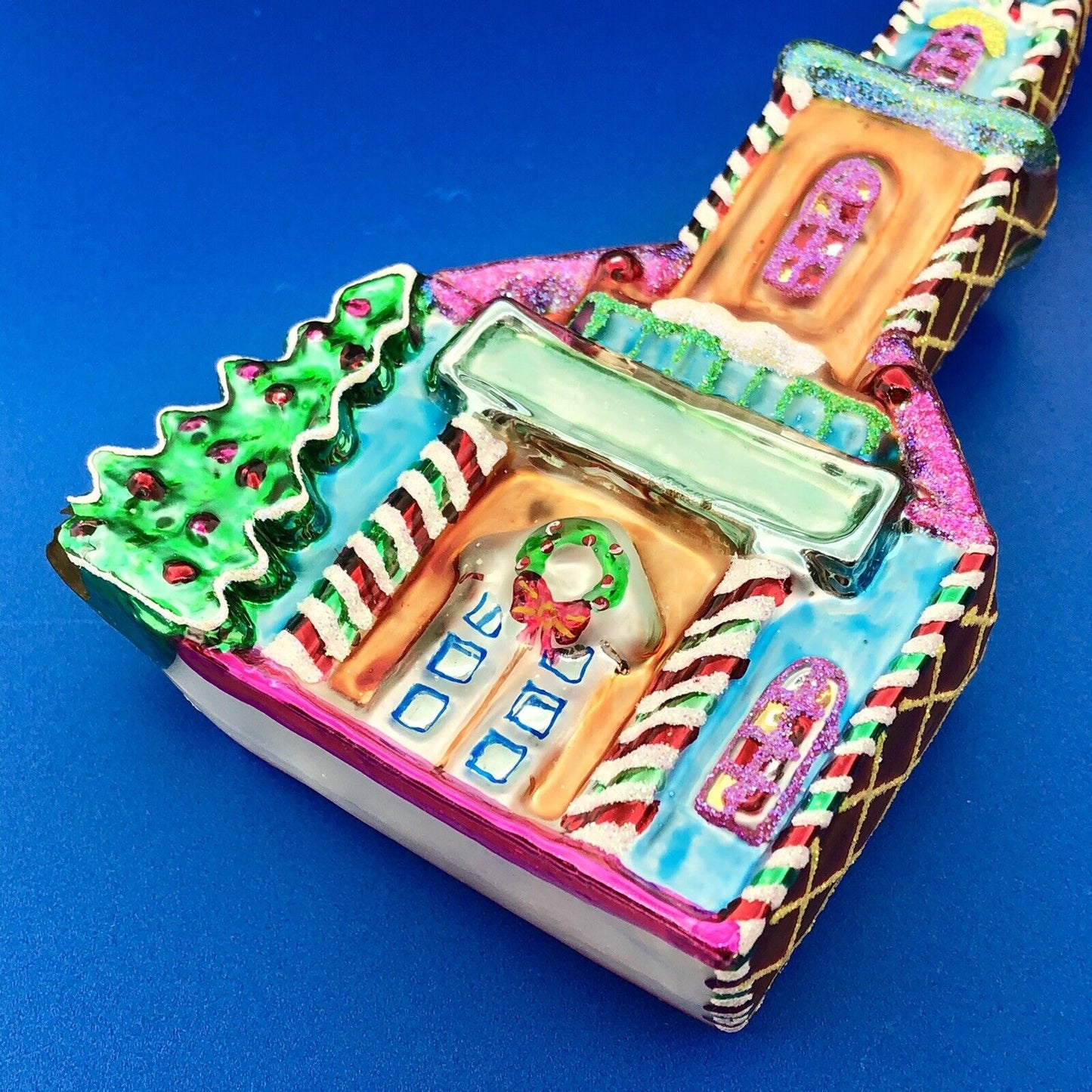 Christopher Radko Handblown Painted Glass Ginger Town Prayers Church Ornament