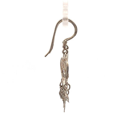 925 Sterling Silver Filigree Heart Dangle Hook Earrings