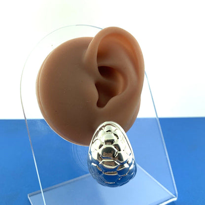 Designer Sterling Silver 925 Curved Hexagon Turtle Shell Statement Stud Earrings