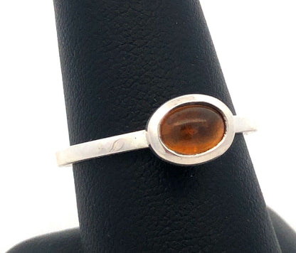 Designer Karthia 925 Sterling Silver Oval Citrine Bezel Solitaire Stackable Ring