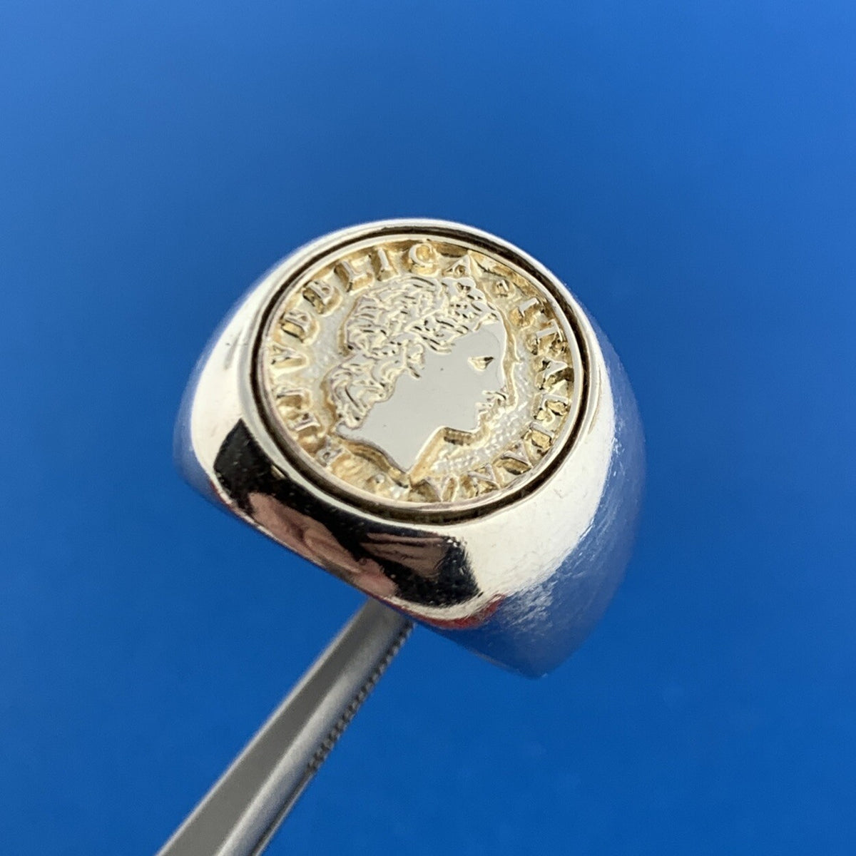 Mia Fiore Dyadema Italy Sterling Silver Lira Replica Statement Dome Ring