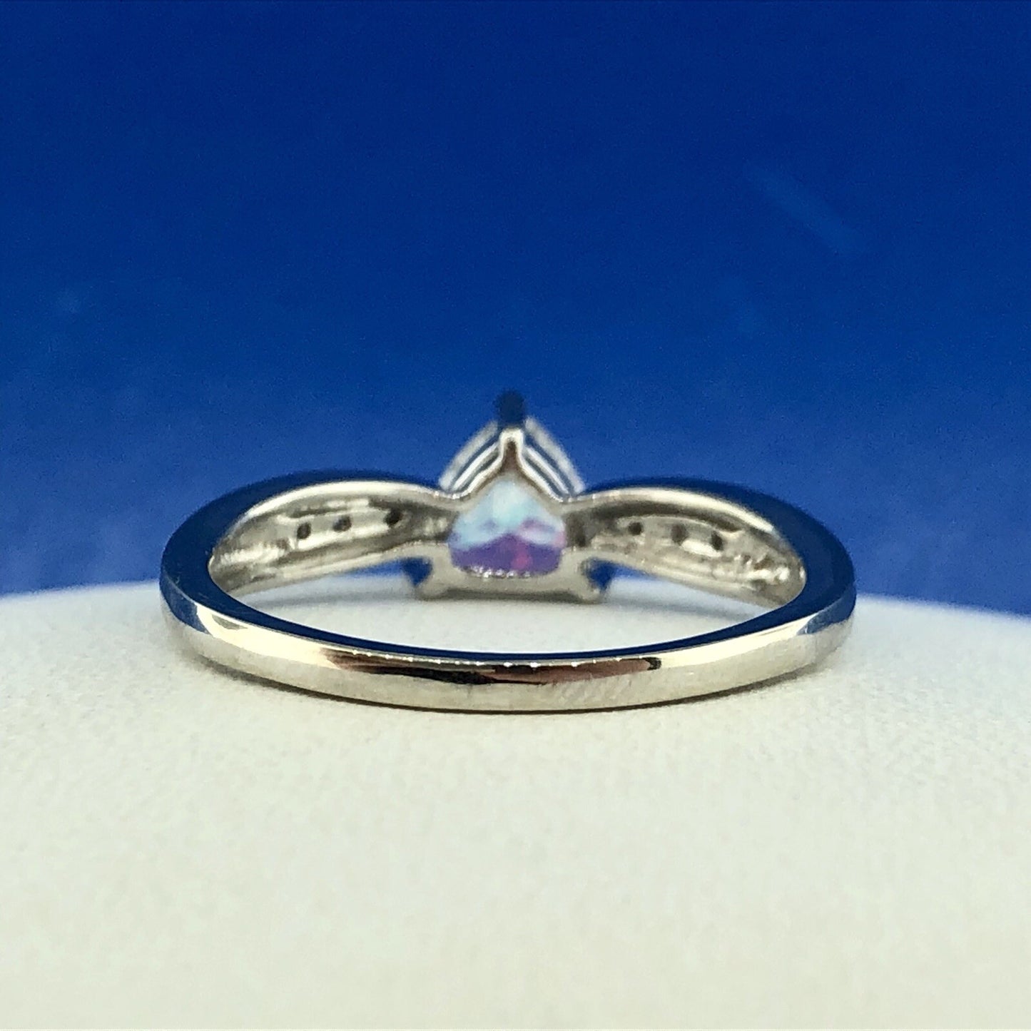 Modern 10K White Gold Trilliant Passion Topaz Diamond Engagement Promise Ring