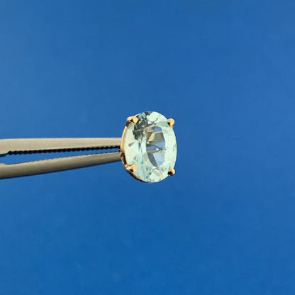 Designer 14K Yellow Gold Swiss Blue Topaz December Anniversary Stud Earrings