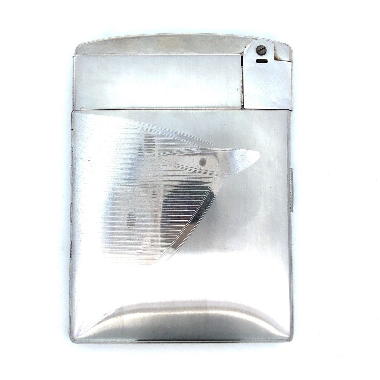 Mid Century Modern Ronson Escort Silver Toned Combo Cigarette Lighter & Case