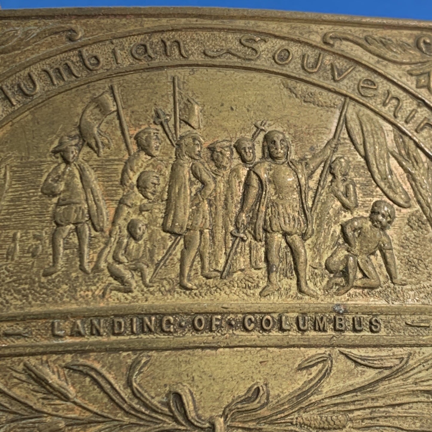 1892 Columbian Exposition Souvenir Columbus Bronze Belt Buckle