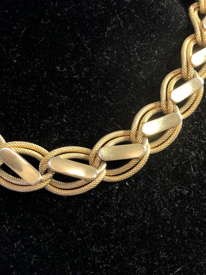 Mid Century Hobe Gold Tone Oval Fancy Link Fabulous Statement Choker Necklace