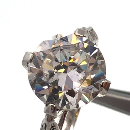 Stunning 14K White Gold Cubic Zirconia CZ Solitaire w CZ Accents Engagement Ring