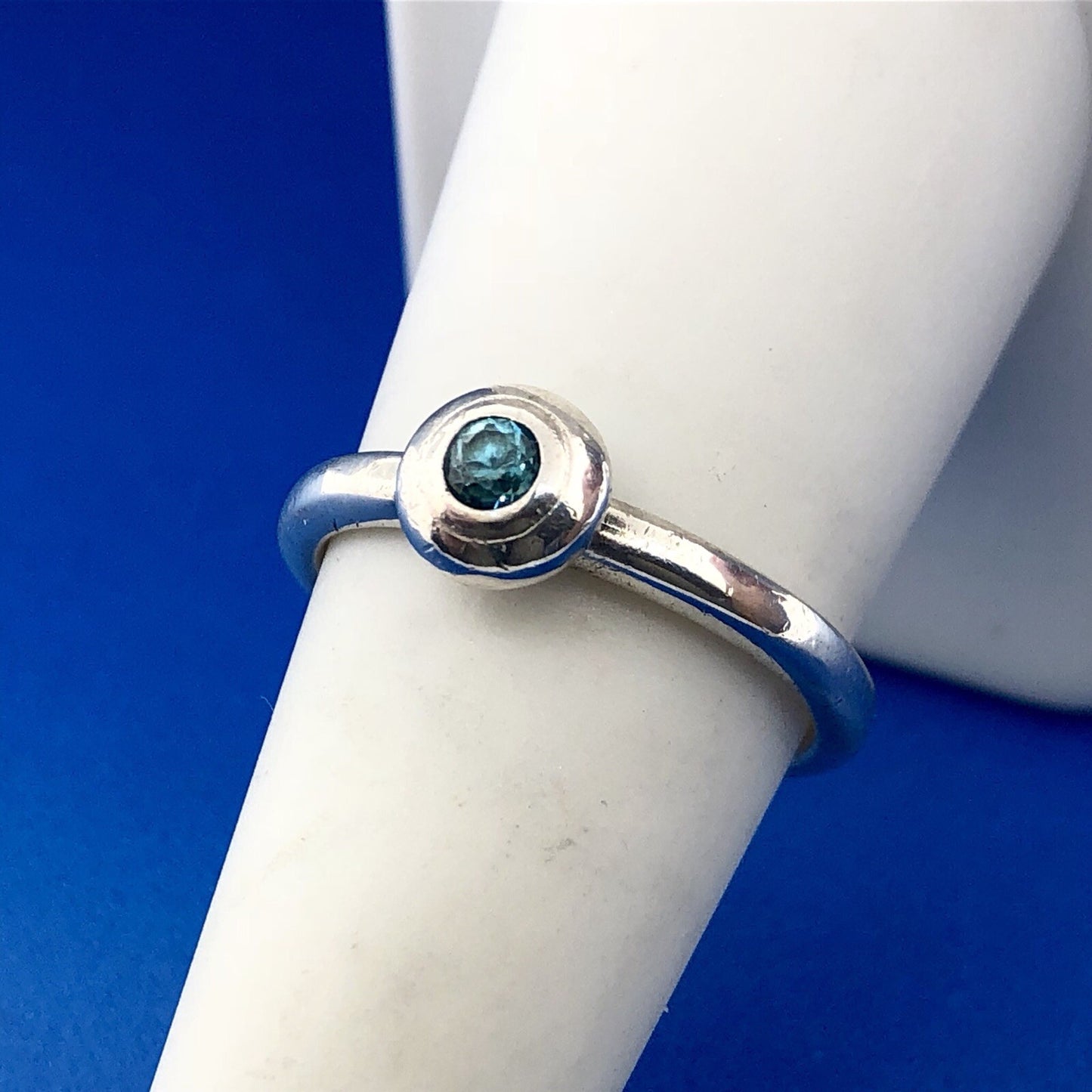 James Avery 925 Sterling Silver Remembrance Aqua Spinel Designer Size 7.25 Ring
