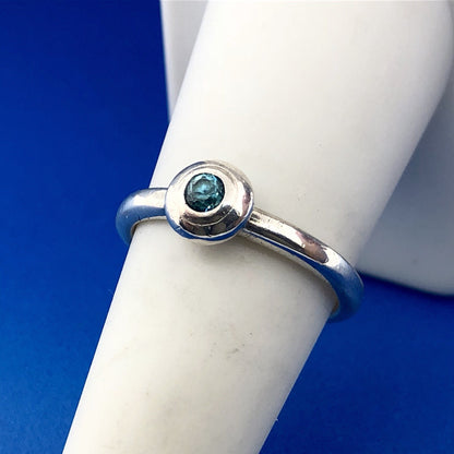 James Avery 925 Sterling Silver Remembrance Aqua Spinel Designer Size 7.25 Ring