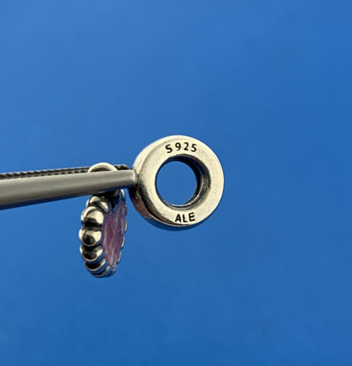 Authentic PANDORA Sterling Silver Young Love Pink Heart Charm #790471 Retired