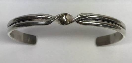 Vintage Sterling Silver 925 Modernist Twist Open Cuff Bracelet