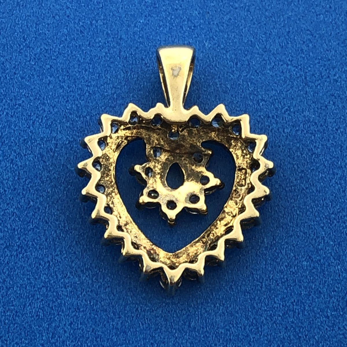 Designer JJT Sterling Silver Vermeil Gold Tone Cubic Zirconia CZ Heart Pendant