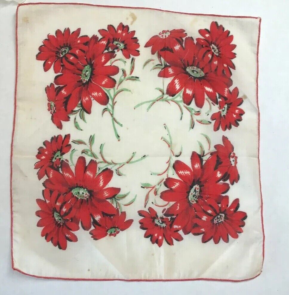 Vintage 7 Item Lot Floral Paisley Ladies Embroidered Edge Handkerchiefs