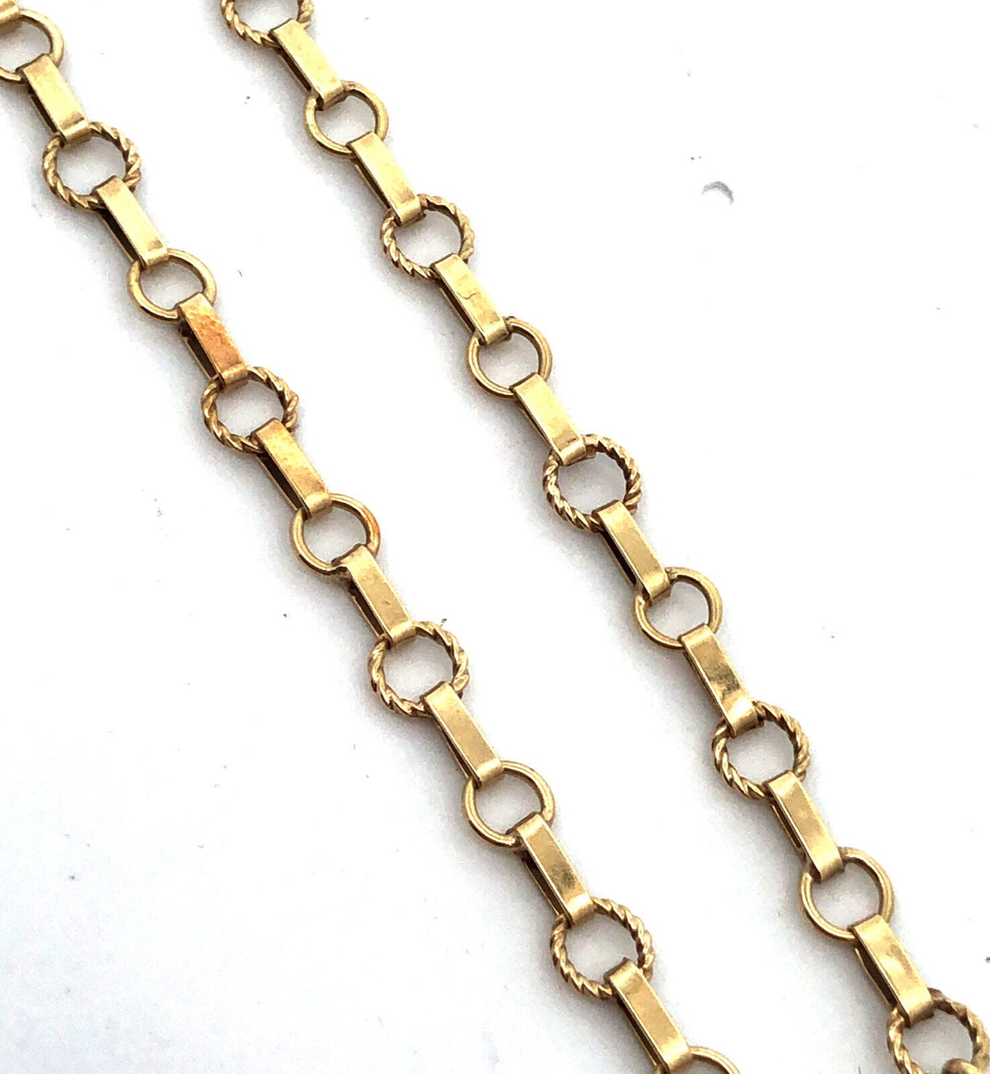 Designer 14K Yellow Gold Bar And Circle Link Chain Bracelet