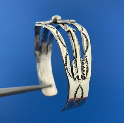 Stunning Sterling Silver 925 Turquoise Bead Native American Open Cuff Bracelet