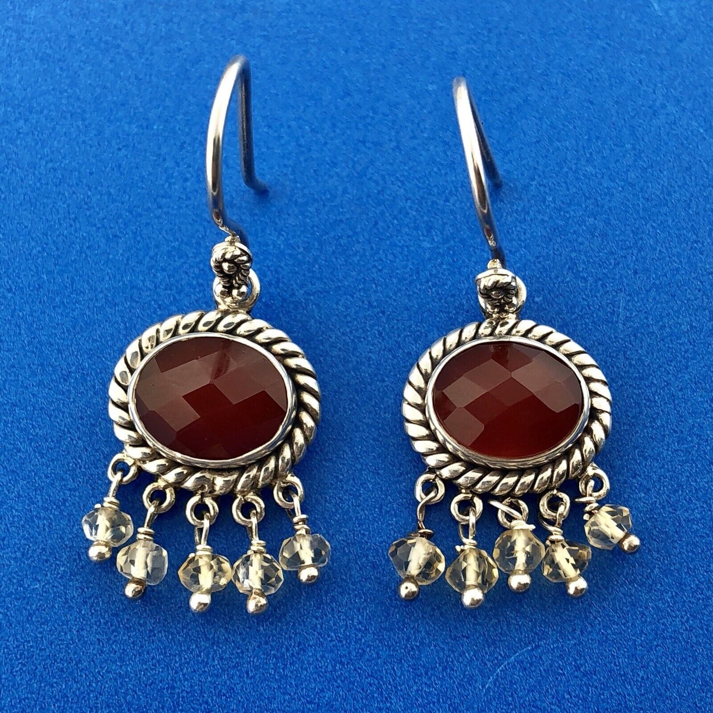 Doug Paulus DP Sterling Silver 925 Carnelian Citrine Bead Drop Dangle Earrings